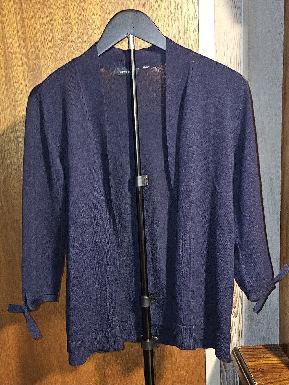 Verve Ami Black Open-Front Tie-Sleeve Cardigan Small